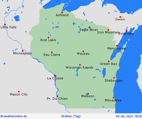 straßenwetter Wisconsin Nordamerika Vorhersagekarten