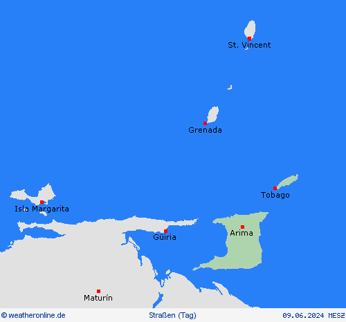 straßenwetter Trinidad und Tobago Südamerika Vorhersagekarten