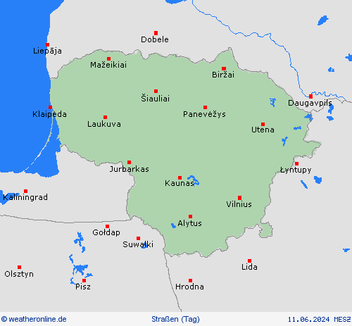 straßenwetter Litauen Europa Vorhersagekarten