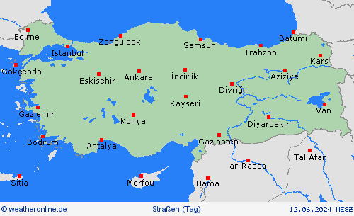 straßenwetter Türkei Europa Vorhersagekarten