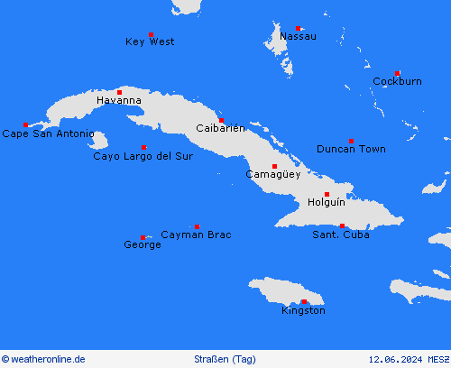 straßenwetter Kaimaninseln Mittelamerika Vorhersagekarten