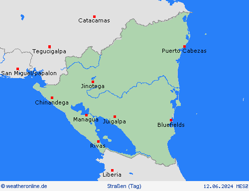 straßenwetter Nicaragua Mittelamerika Vorhersagekarten