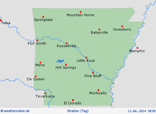 straßenwetter Arkansas Nordamerika Vorhersagekarten