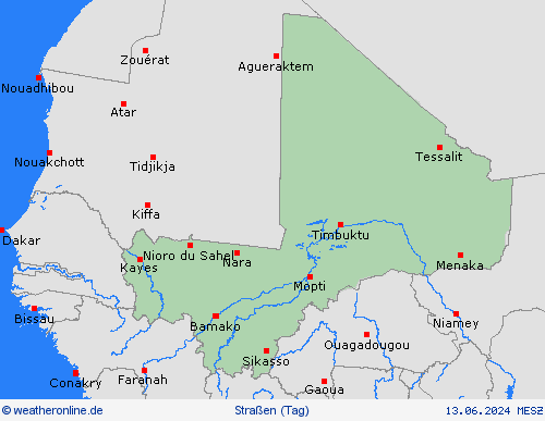 straßenwetter Mali Afrika Vorhersagekarten