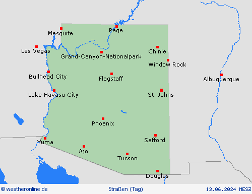 straßenwetter Arizona Nordamerika Vorhersagekarten