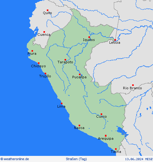 straßenwetter Peru Südamerika Vorhersagekarten