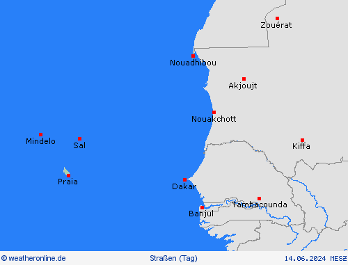 straßenwetter Kap Verde Afrika Vorhersagekarten