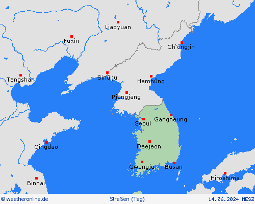 straßenwetter Südkorea Asien Vorhersagekarten