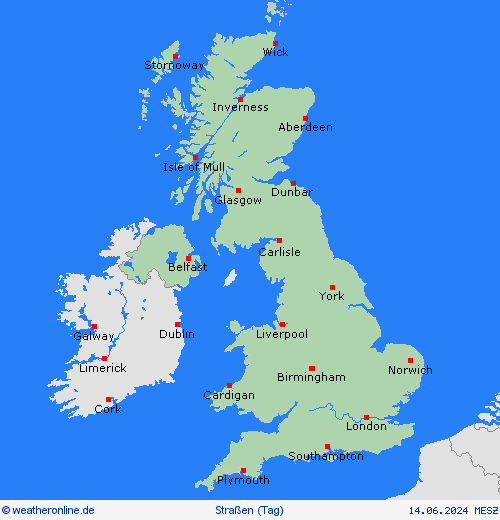 straßenwetter Großbritannien Europa Vorhersagekarten