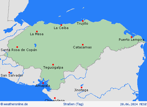 straßenwetter Honduras Mittelamerika Vorhersagekarten