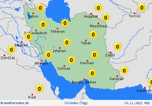 uv-index Iran Asien Vorhersagekarten