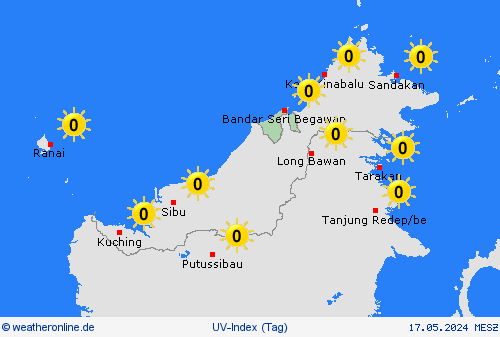 uv-index Brunei Asien Vorhersagekarten