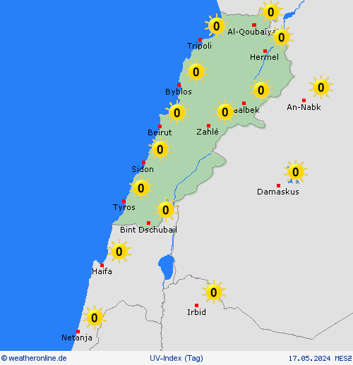 uv-index Libanon Asien Vorhersagekarten