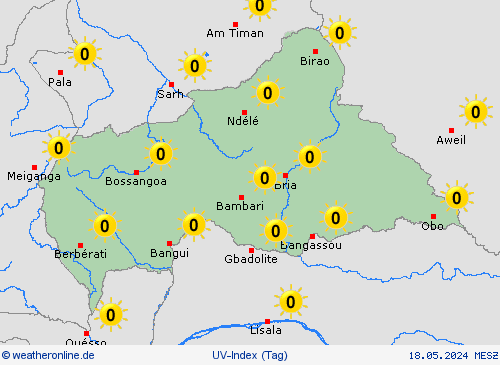 uv-index Zentralafrikanische Republik Afrika Vorhersagekarten