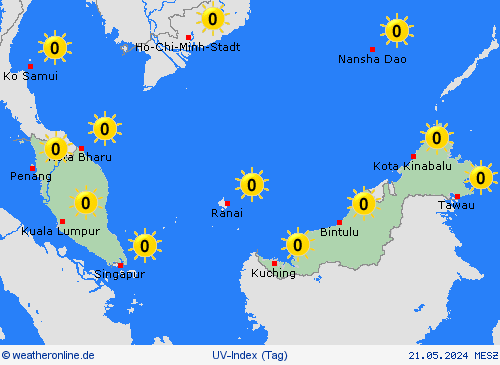 uv-index Malaysia Asien Vorhersagekarten