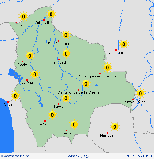 uv-index Bolivien Südamerika Vorhersagekarten