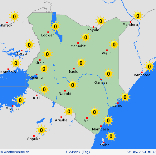 uv-index Kenia Afrika Vorhersagekarten