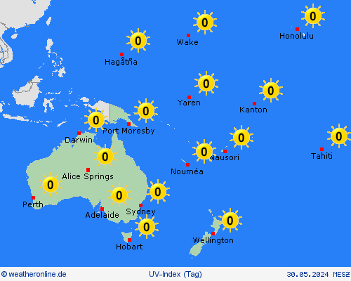 uv-index  Ozeanien Vorhersagekarten