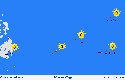 uv-index Palau Ozeanien Vorhersagekarten