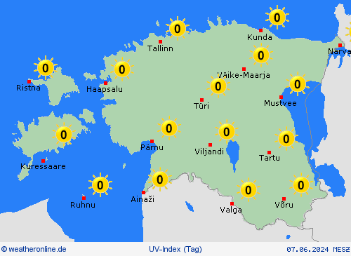 uv-index Estland Europa Vorhersagekarten