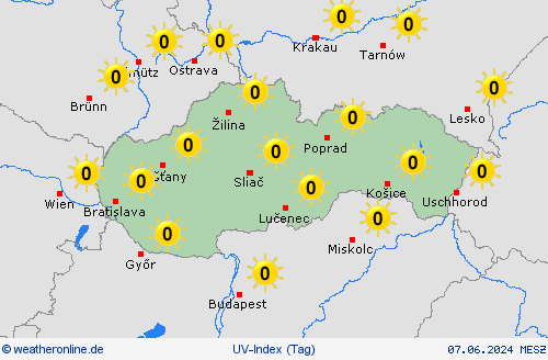 uv-index Slowakei Europa Vorhersagekarten