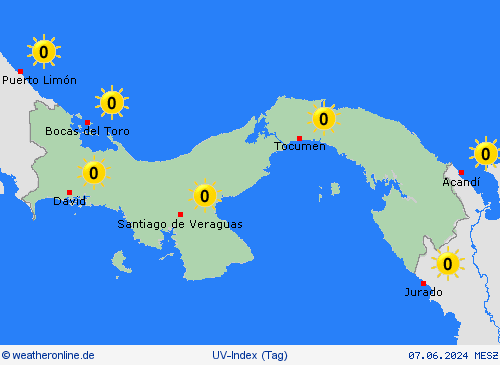 uv-index Panama Mittelamerika Vorhersagekarten