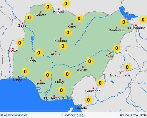 uv-index Nigeria Afrika Vorhersagekarten