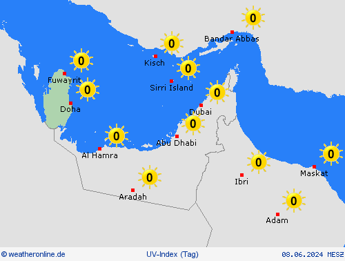 uv-index Katar Asien Vorhersagekarten