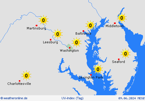 uv-index Washington, D.C. Nordamerika Vorhersagekarten