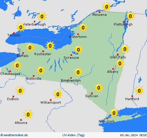 uv-index New York Nordamerika Vorhersagekarten