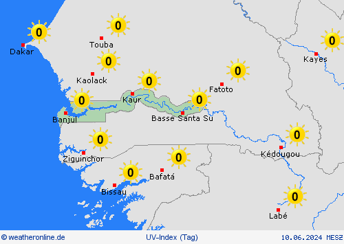 uv-index Gambia Afrika Vorhersagekarten