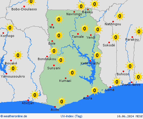 uv-index Ghana Afrika Vorhersagekarten