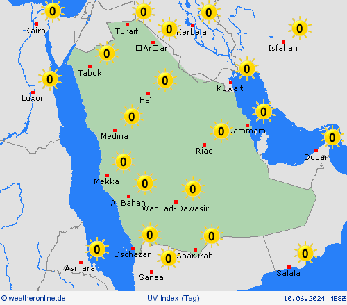 uv-index Saudi-Arabien Asien Vorhersagekarten