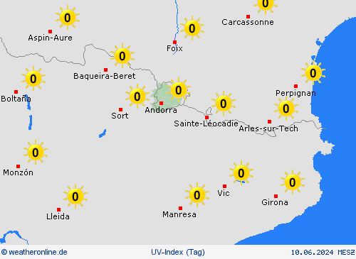 uv-index Andorra Europa Vorhersagekarten