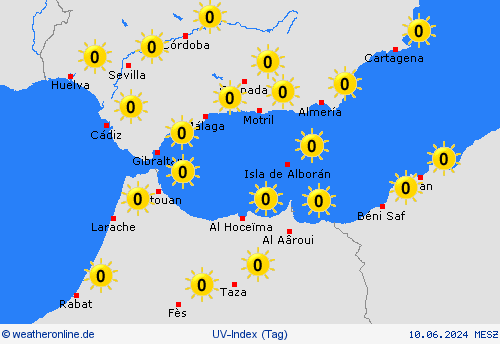 uv-index Gibraltar Europa Vorhersagekarten