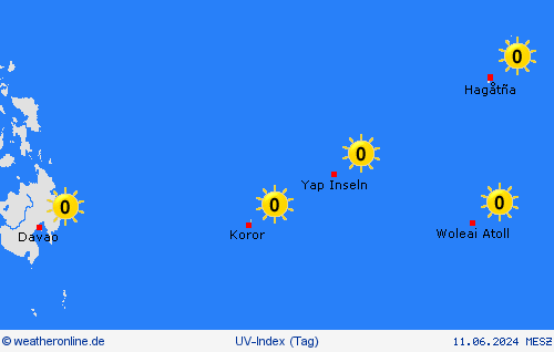 uv-index Palau Ozeanien Vorhersagekarten