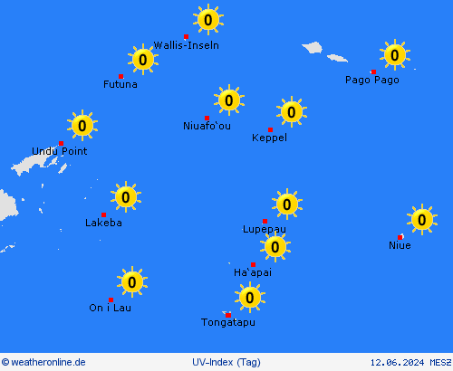 uv-index Tonga Ozeanien Vorhersagekarten