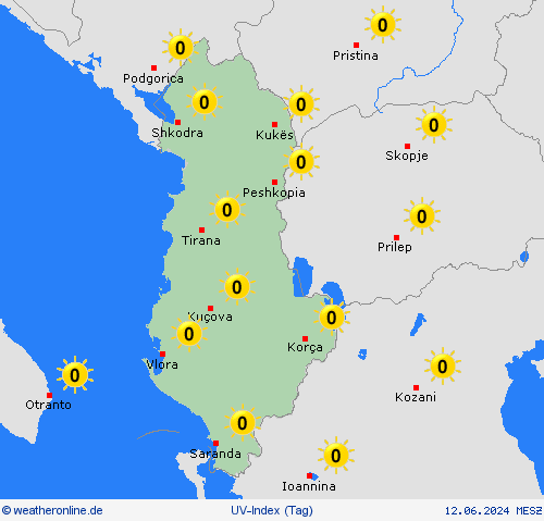 uv-index Albanien Europa Vorhersagekarten