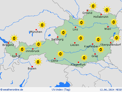 uv-index Österreich Europa Vorhersagekarten