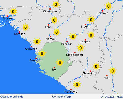 uv-index Sierra Leone Afrika Vorhersagekarten