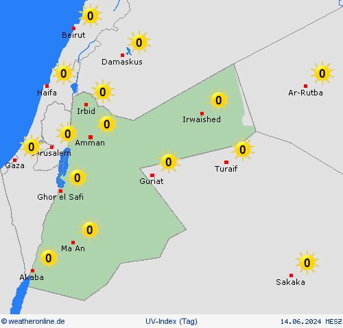 uv-index Jordanien Asien Vorhersagekarten