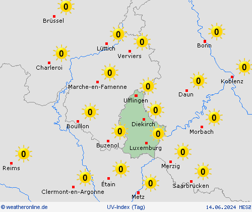 uv-index Luxemburg Europa Vorhersagekarten