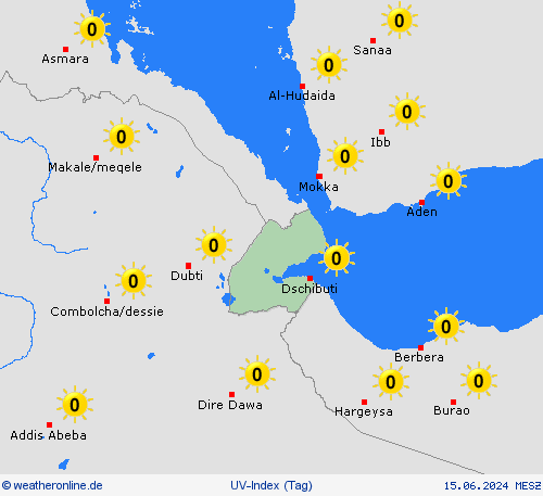 uv-index Dschibuti Afrika Vorhersagekarten