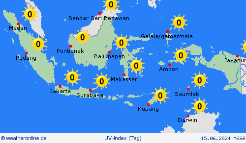 uv-index Indonesien Asien Vorhersagekarten