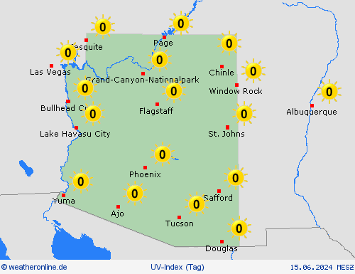 uv-index Arizona Nordamerika Vorhersagekarten