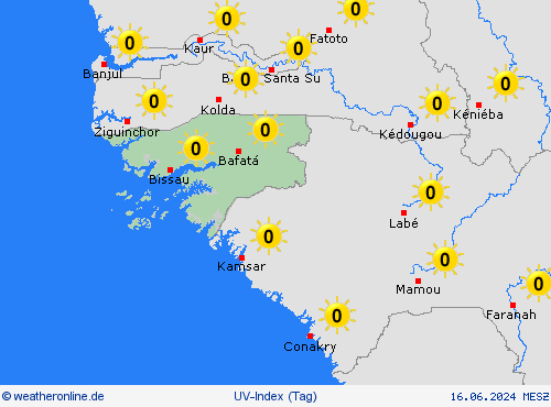 uv-index Guinea-Bissau Afrika Vorhersagekarten