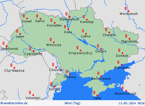 wind Ukraine Europa Vorhersagekarten