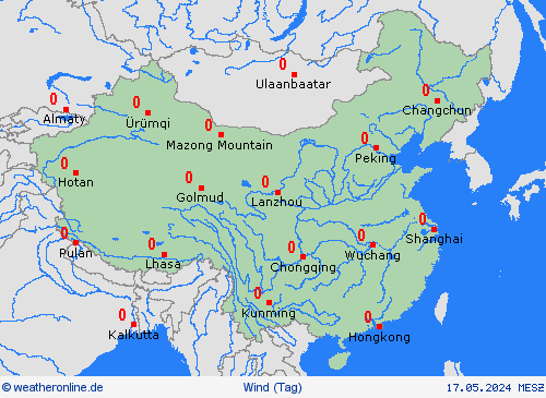 wind China Asien Vorhersagekarten