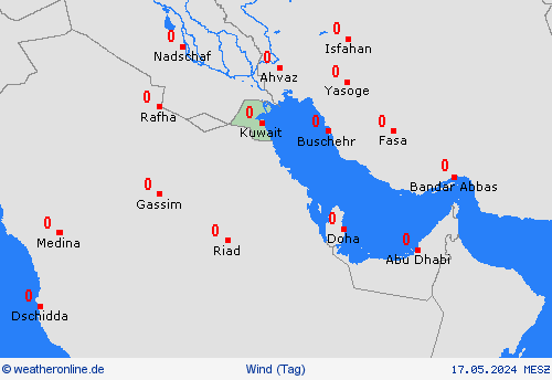 wind Kuwait Asien Vorhersagekarten