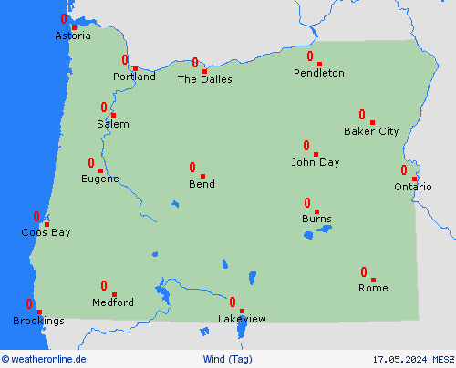 wind Oregon Nordamerika Vorhersagekarten